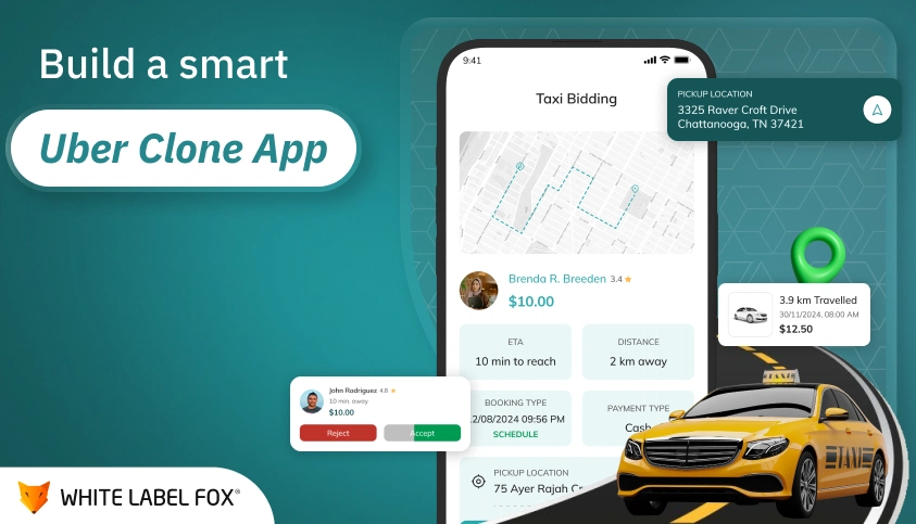 Uber clone app development with taxi booking and driver app screens